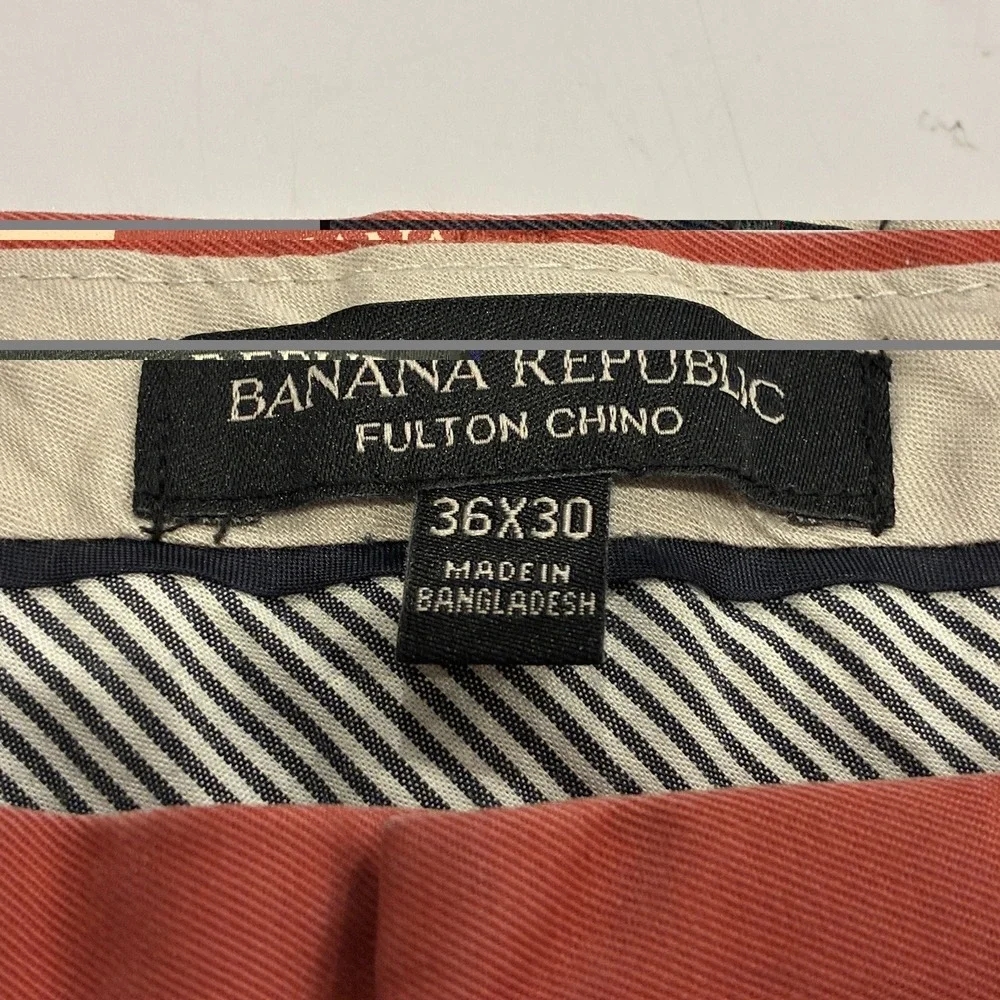 Banana Republic Fulton Skinny Chino Pants Mens 36x30 Nantucket Red 100% Cotton